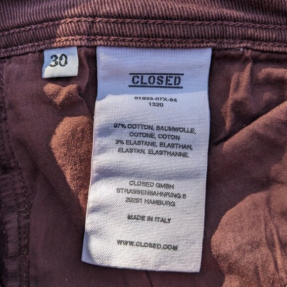 CLOSED Burgundy Handmade In Italy Mid Rise Soft Stretch Jeans, Sz. 30 - Picture 10 of 14